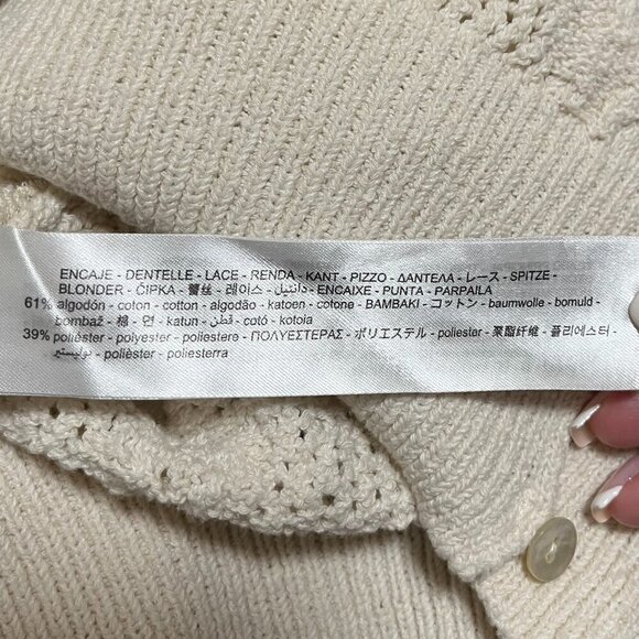 Zara Lace Trim Pointelle Crochet Knit Top - Picture 8 of 8